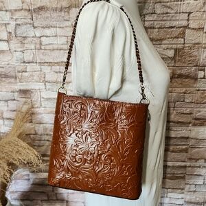 NWOT Patricia Nash Embossed Brown Crossbody Bag